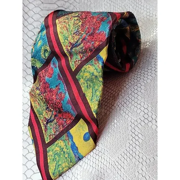 BRIONI by Santostefano100% Silk tie Made in ITALY Bright colors Abstract 57